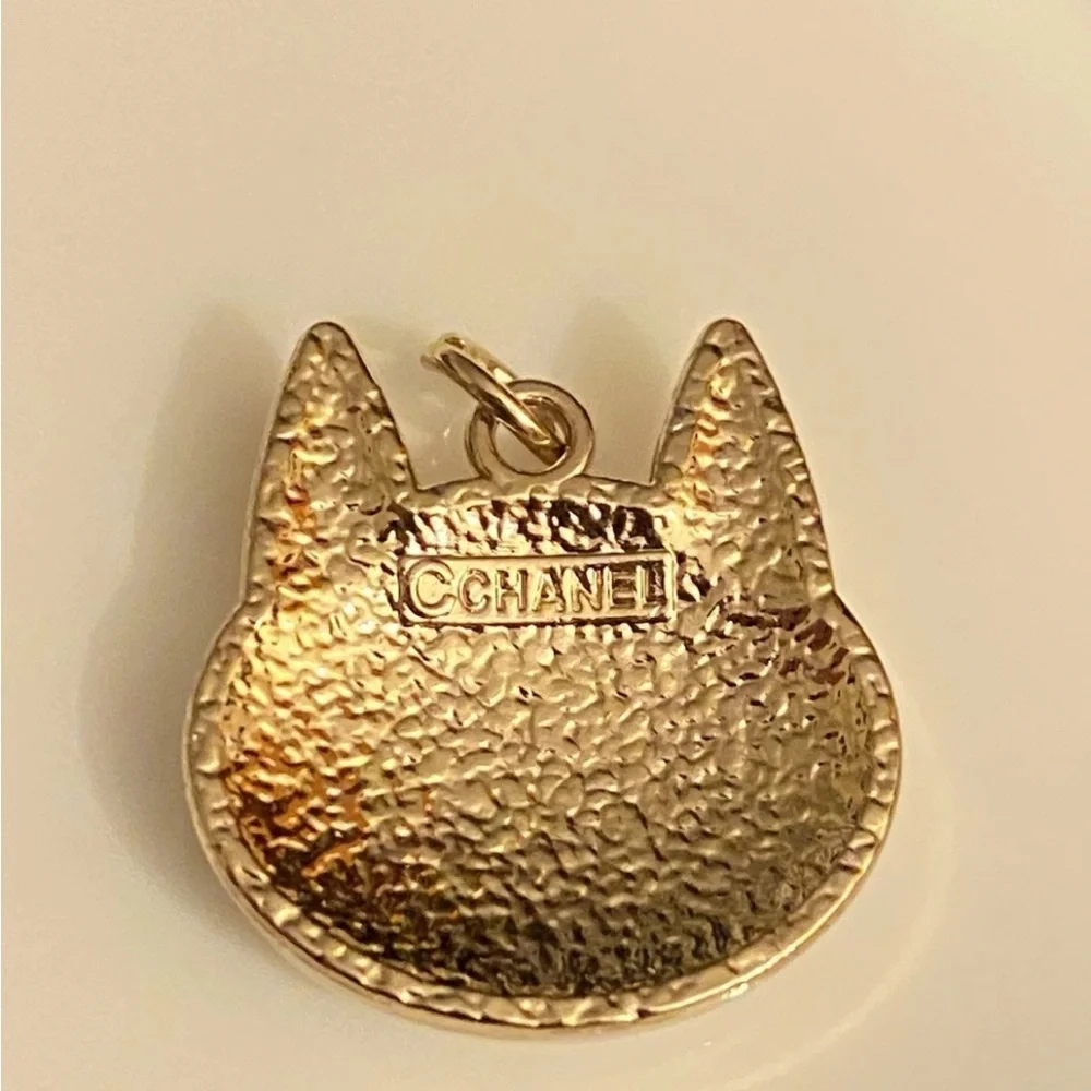 Gold and White Cat CC Pendant